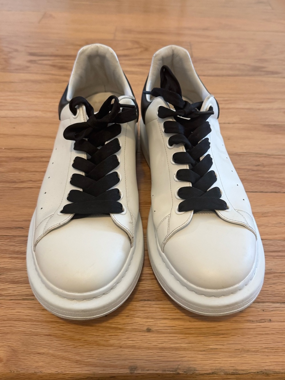 Alexander McQueen Minimalist White Leather Sneakers with Black Accents